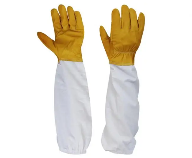 High Quality Most custom Anti sting Gloves for Beekeeping Customize print Wholesale Goatskin Bee Keeping Vented Long Sleeves