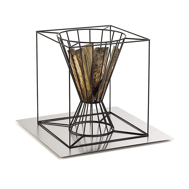 Elegant Firewood Storage Basket in Powder Coated Metal with Durable Design Perfect for Stylish Home and Garden Log Holder