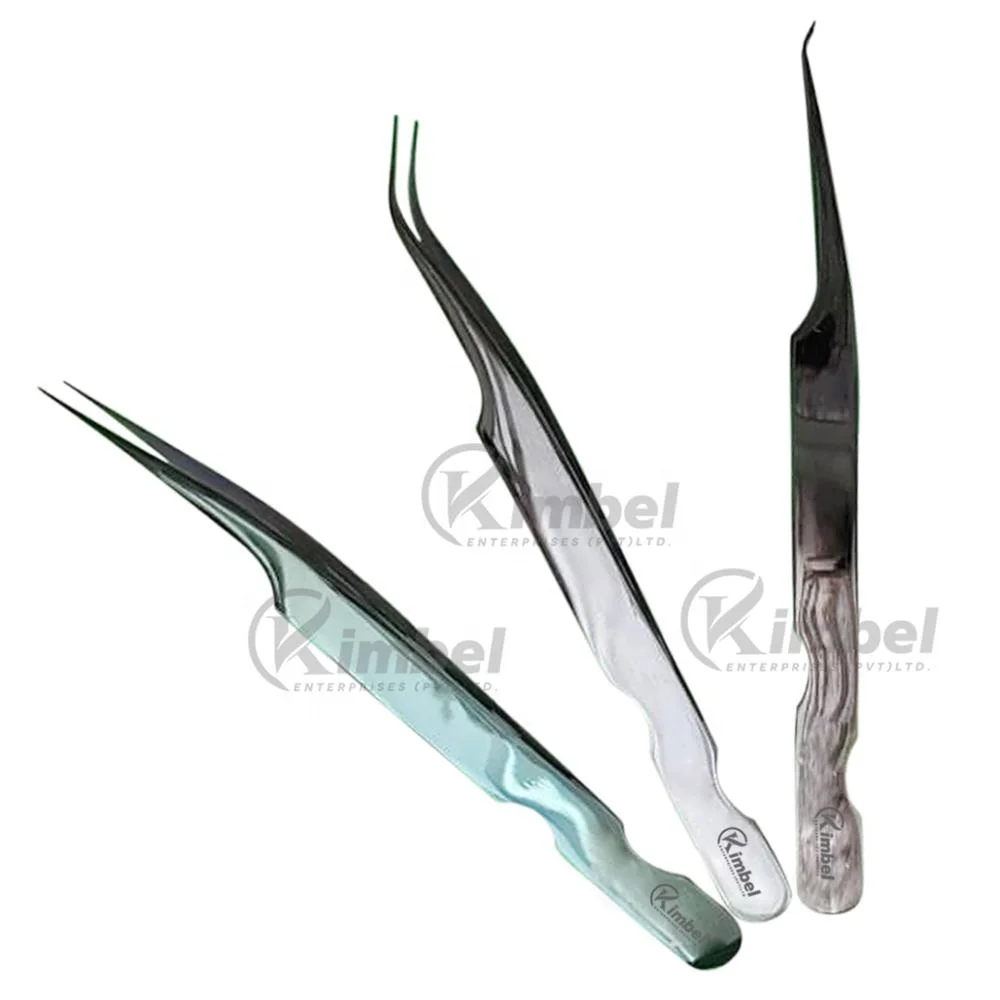 Пинцет для наращивания ресниц Diamond Grip плазменный синий цвет японский из нержавеющей стали