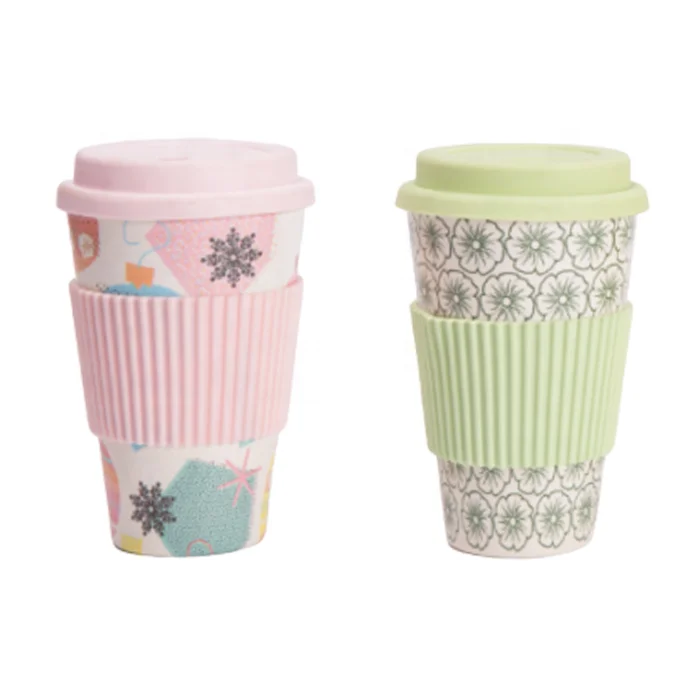 bamboo coffee cup with tight seal cover and sip hole