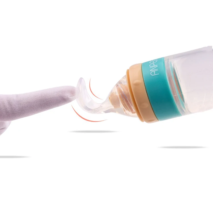 Food Grade Baby Products PBA Free Extruded Rice Paste Soft Baby Silicone Spoon Bottle Feeder