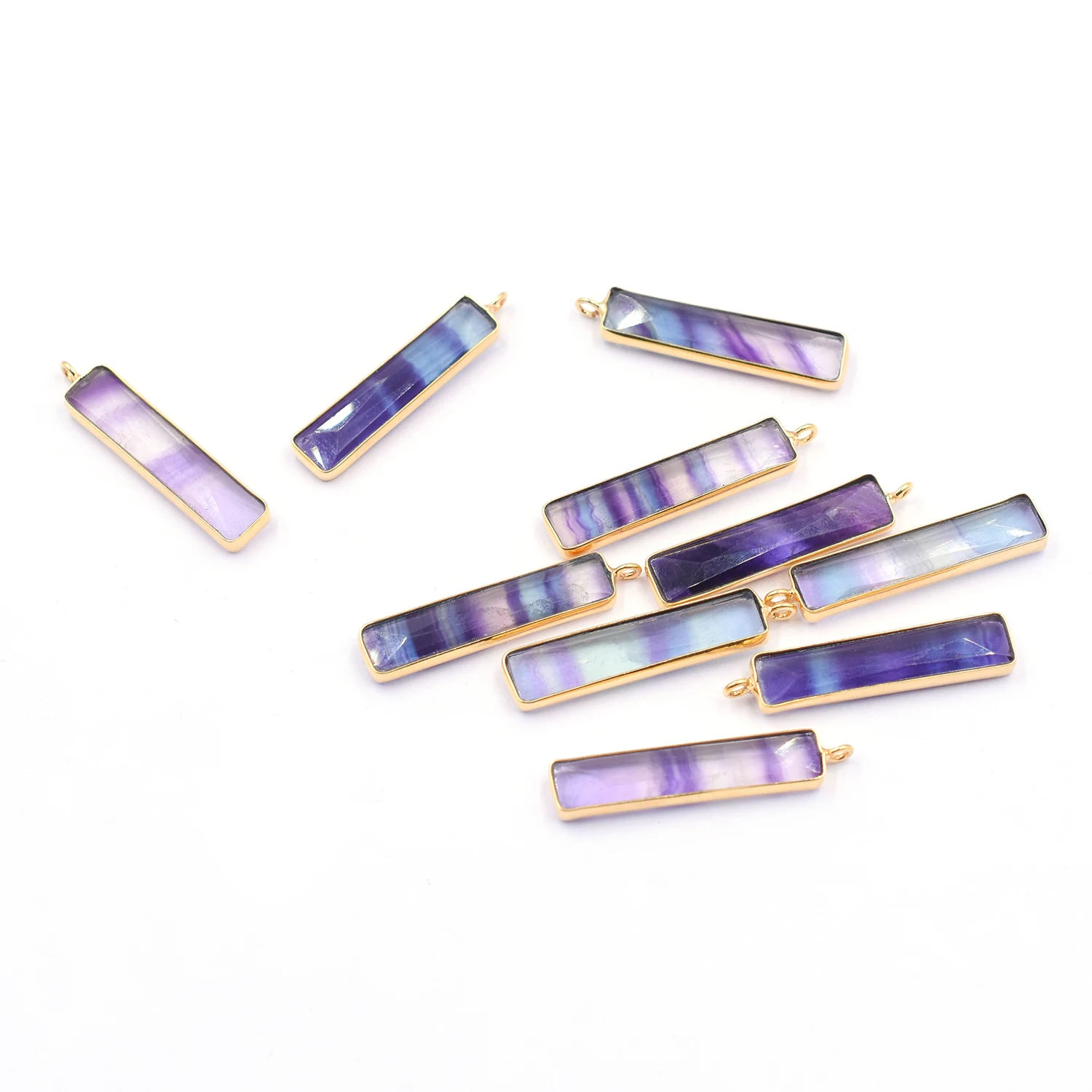Fluorite Rectangle Shape 925 Sterling Silver Bezel Gold Plated Pendant Handmade Jewelry Making