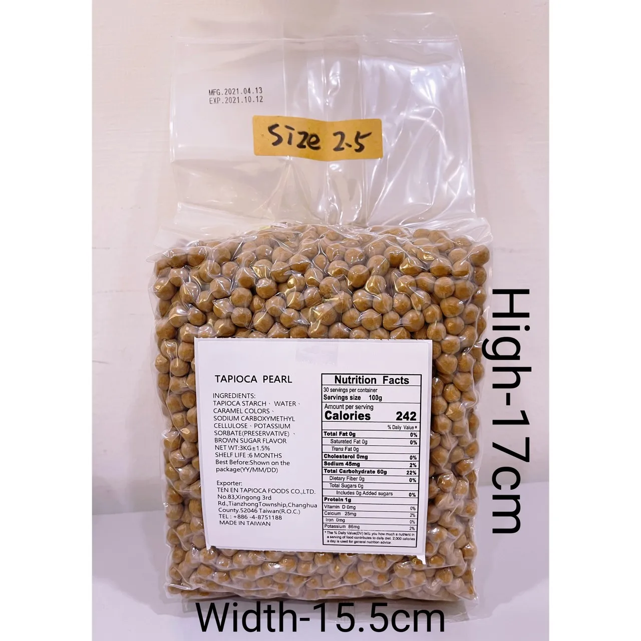 
Taiwan Organic Bubbles Milk Tea Brown Sugar Boba Black Tapioca Ball Pearls size 8.5 mm-9.5 mm 