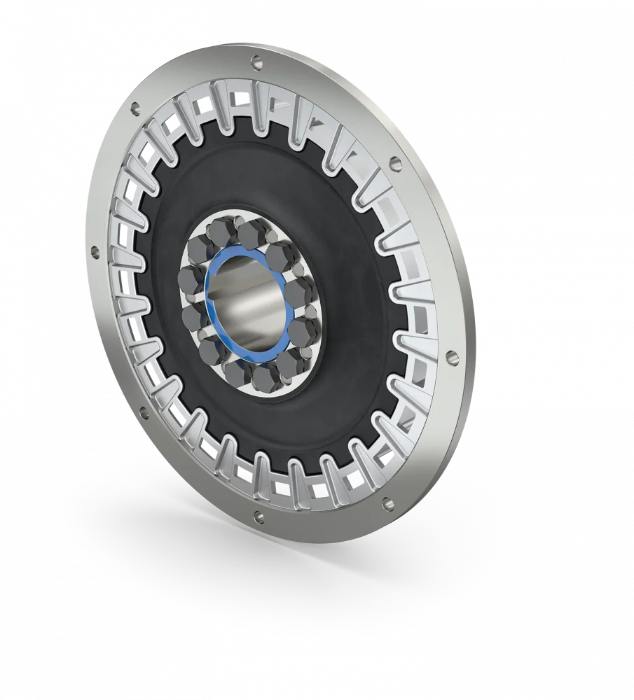 
Torsionally flexible rubber disc coupling for internal combustion engine drives 