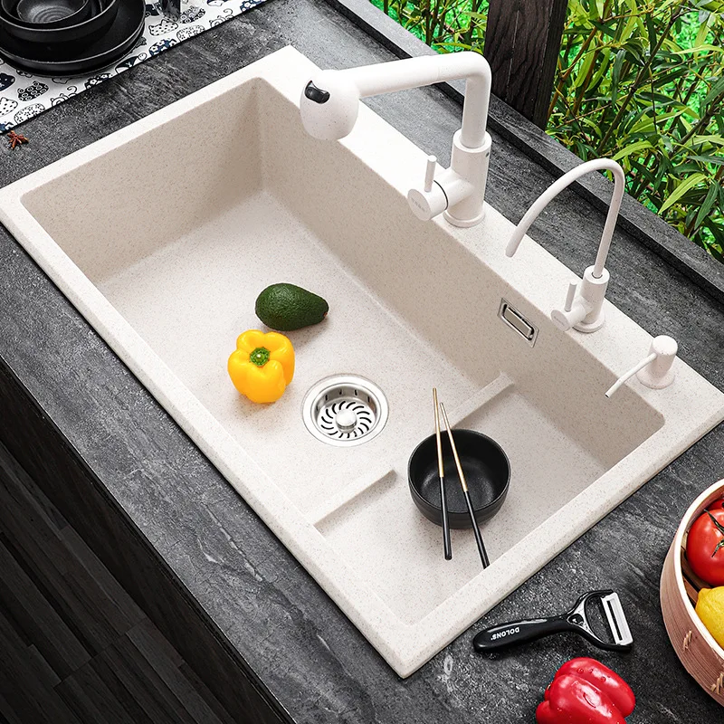 luxury Ladder step fregaderos de cocina quartz stone black single kitchen sink