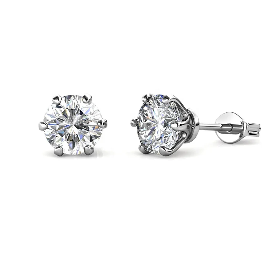 Perfect Gemstone Moissanite Diamond 925 Sterling Silver 18k Gold Plated Solitaire Stud Earrings  Destiny Jewellery 2021 New