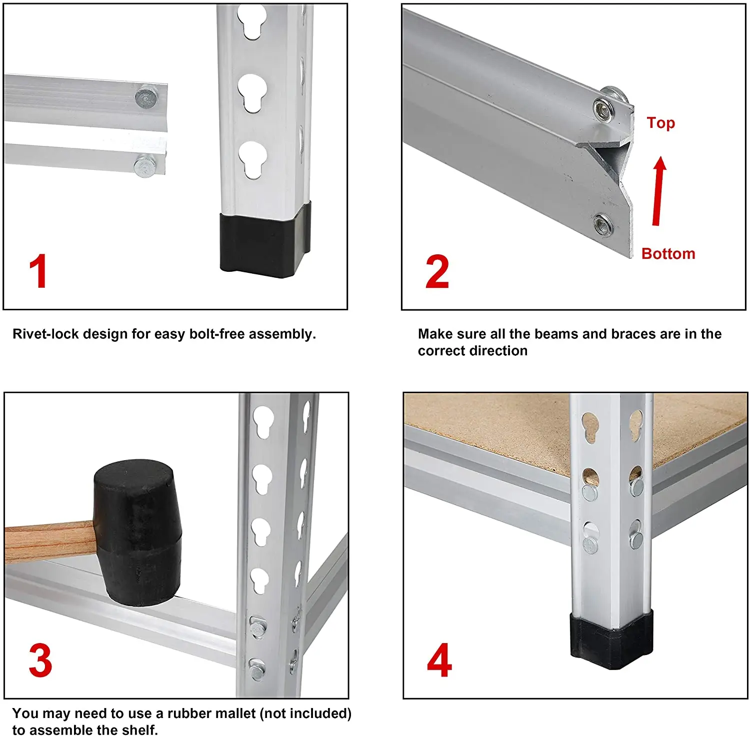  5 ярусов Heavy Duty Высокое качество без пыли Регулируемый алюминиевый стеллаж для хранения