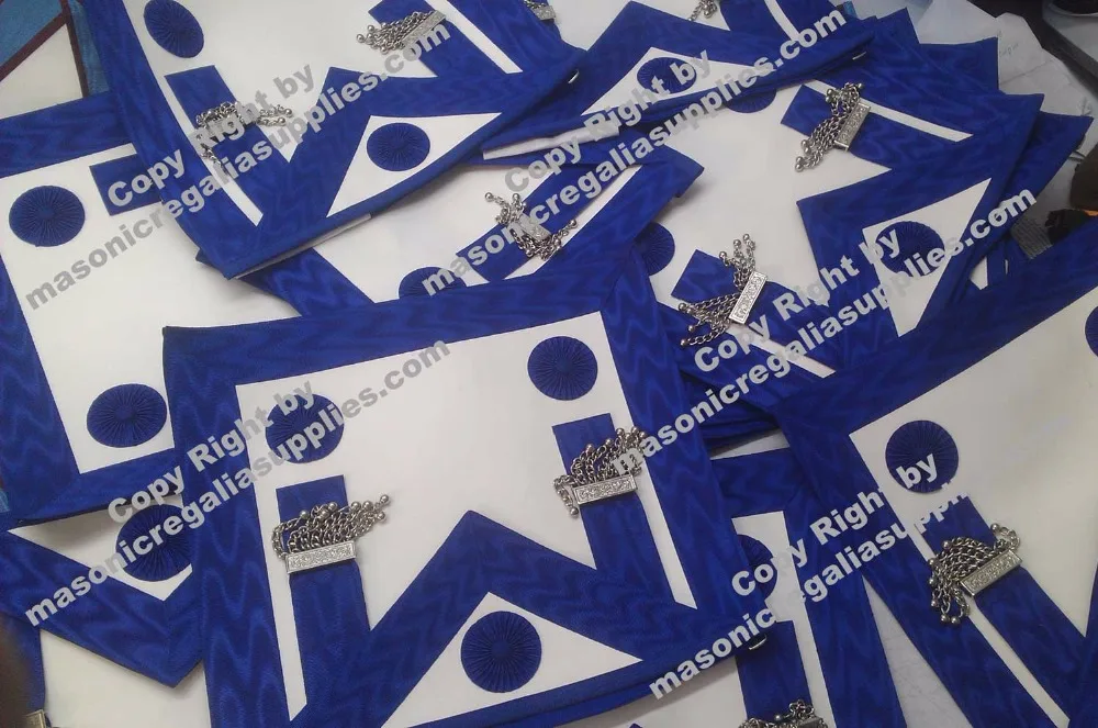 High Quality Masonic Item Masonic Regalia Leather Lodge Blue Embroidered Apron with Logo for Freemason