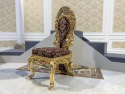 Louis Lusso Royal Dining Chair Italian gold inlaid and high quality fabric cover