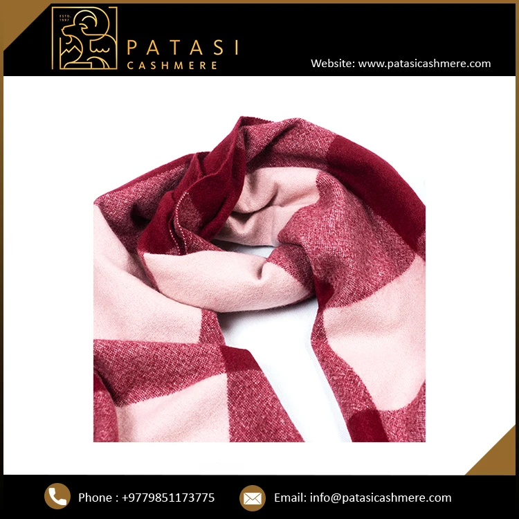 Buy High Quality Women Scarf Thick Felted Cashmere Scarf with Stripe Pattern Muffler Pashmina Style Fringes Direct Factory Price