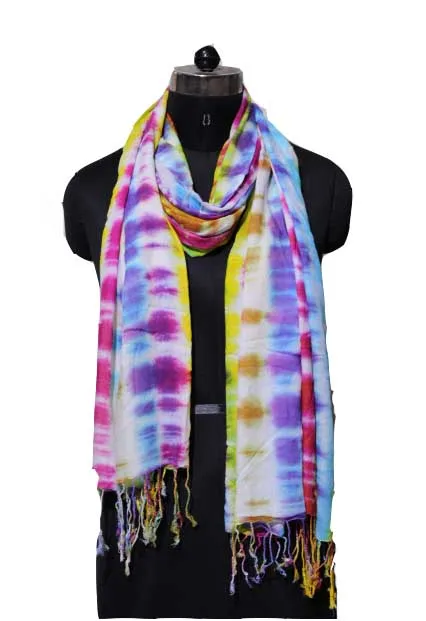 Multi Color Tie Dye Scarf Cotton Rayon Scarfs for Women Summer Girls Fashion Scarves Beach Wrap and Casual Wear