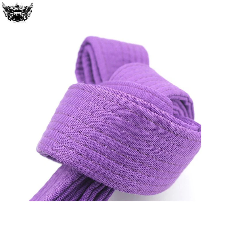 Wholesale manufacturer  OEM custom made logo karate belt high quality color with stripe cotton martial arts belt for karate