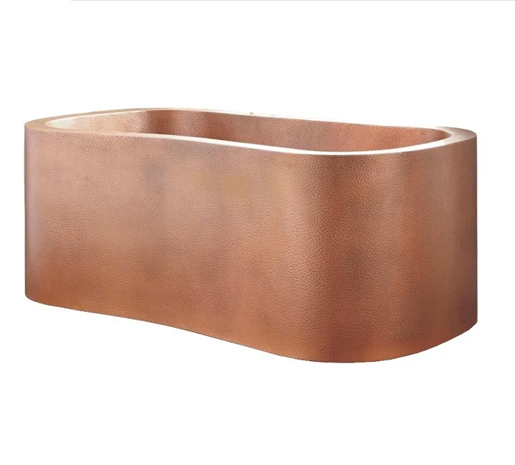 Double-Wall Copper Bathtub Vintage Custom Made Copper Hammered Bath Tub Shiny Copper Metal Bathtub