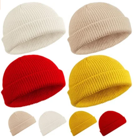 Оптовая продажа, теплые вязаные шерстяные шапки-бини, Классические Полосатые простые вязаные шапки-бини на заказ с логотипом и дизайном на заказ