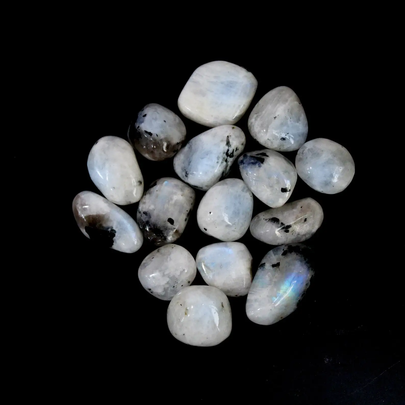 WHITE RAINBOW MOONSTONE POLISHED CRYSTAL TUMBLED STONES/ NEW FLASHY MOONSTONE TUMBLE / RAINBOW MOONSTONE TUMBLES WITH FIRE FLASH