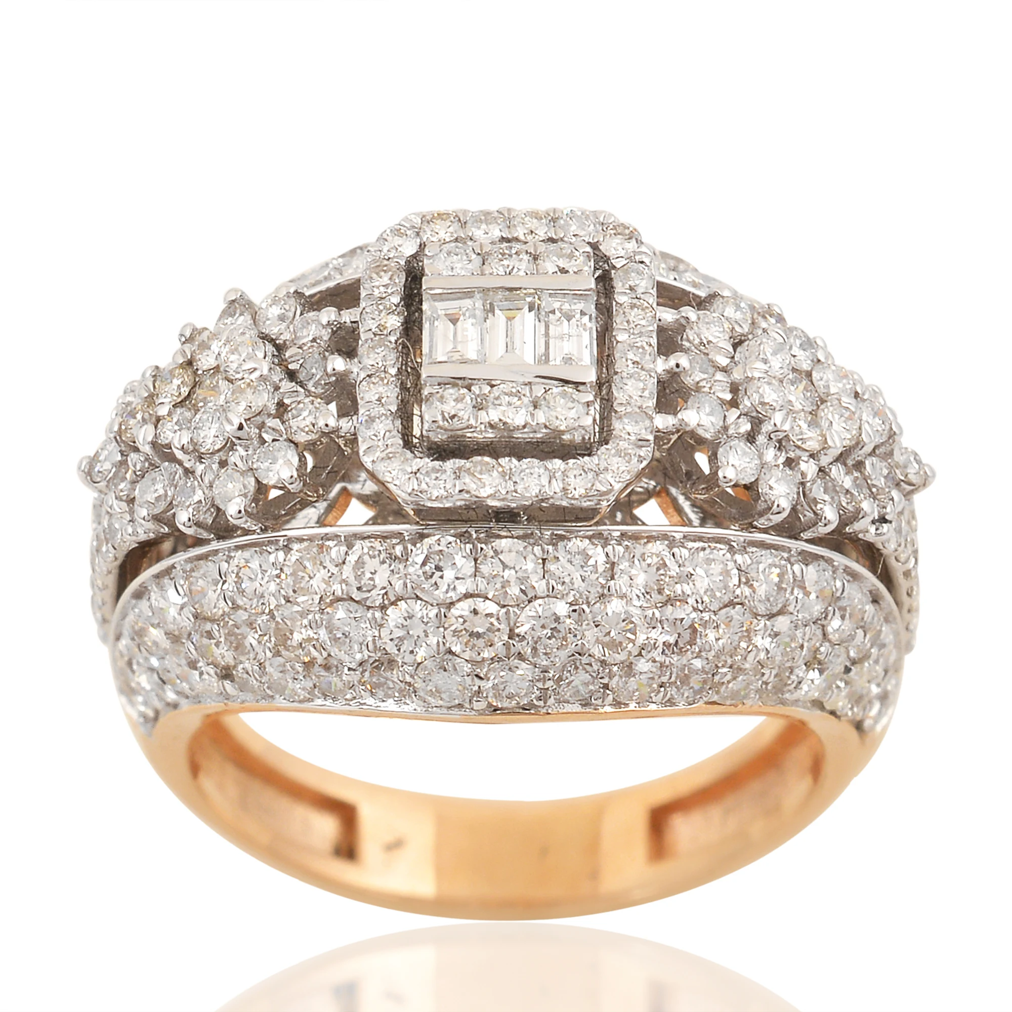 
Новое поступление, 18 карат, розовое золото, выложенное бриллиантами, купол, дизайн, обручальное кольцо, ювелирные изделия для женщин 