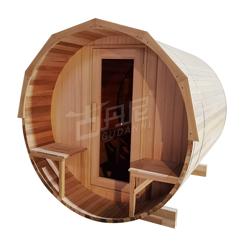 4-6 Person red cedar outdoor barrel garden sauna room outdoor  with tile