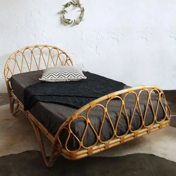 Wholesale Eco-friendly Rattan Bed, Rattan Leisure bed, vintage rattan bed handcrafted in Vietnam