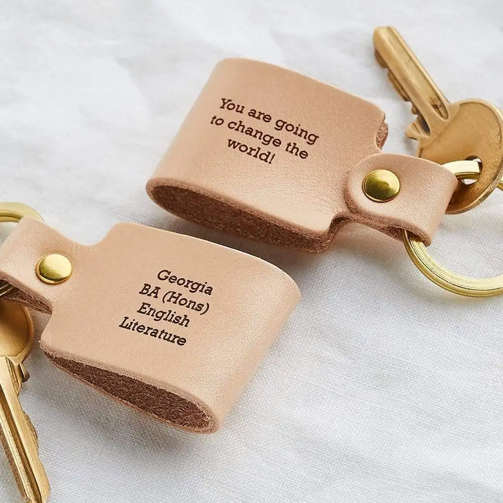 
Genuine Leather folded keychain or key holder custom embossing 