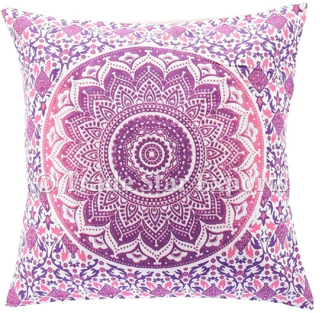 Indian Mandala Cushion Cover Ethnic Cotton Fabric Printed Pillow Cover