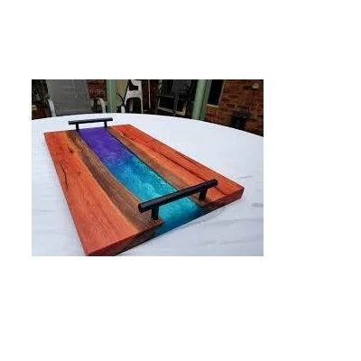 Поднос для подачи еды из эпоксидной смолы круглый поднос массива дерева отеля и ресторана свадебный подарок