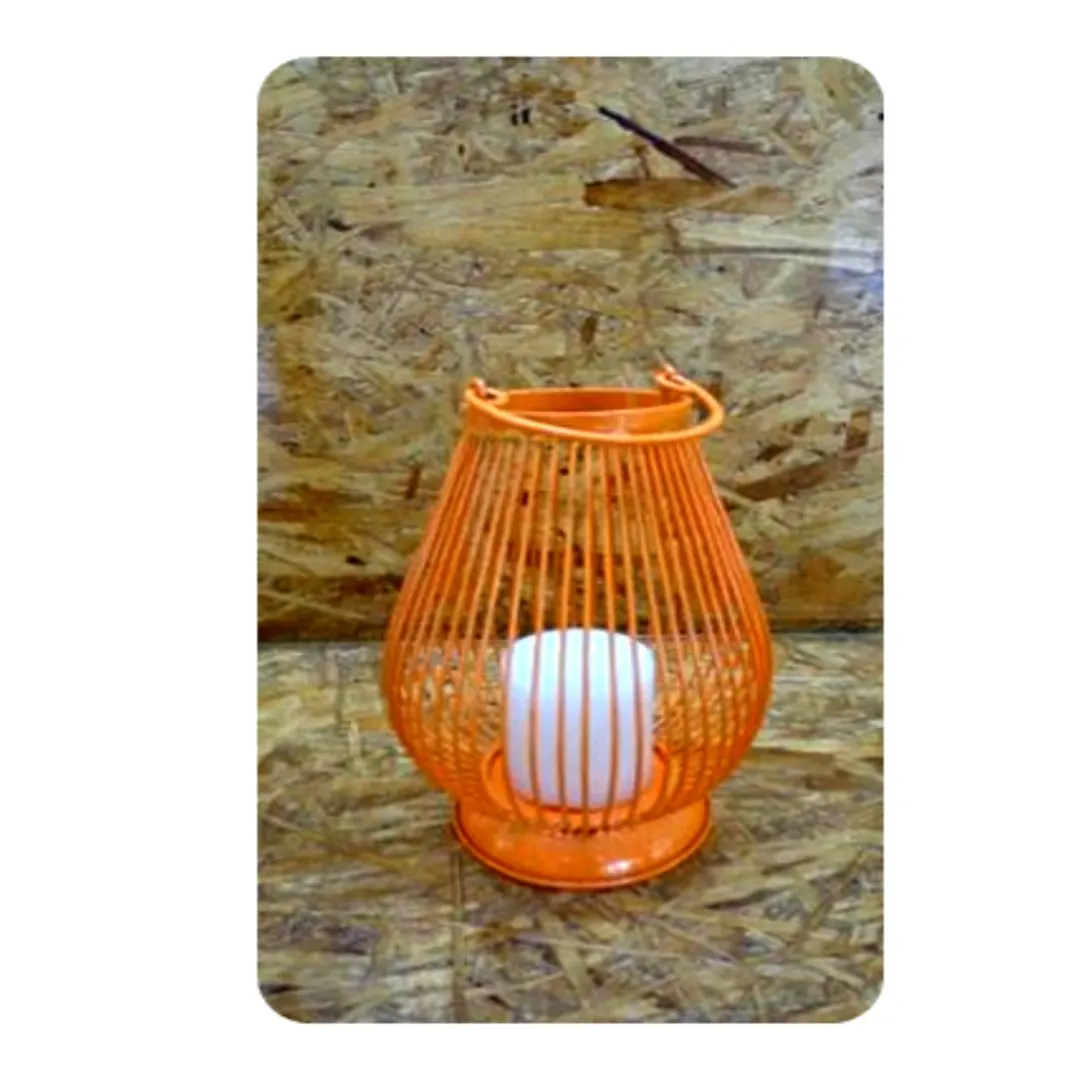 Wood HURRICANE Candle HOLDER/ Lantern Solid Home Decoration Unique Event Decoration ORANGE High Grade Modern Art Unique 6 Pcs