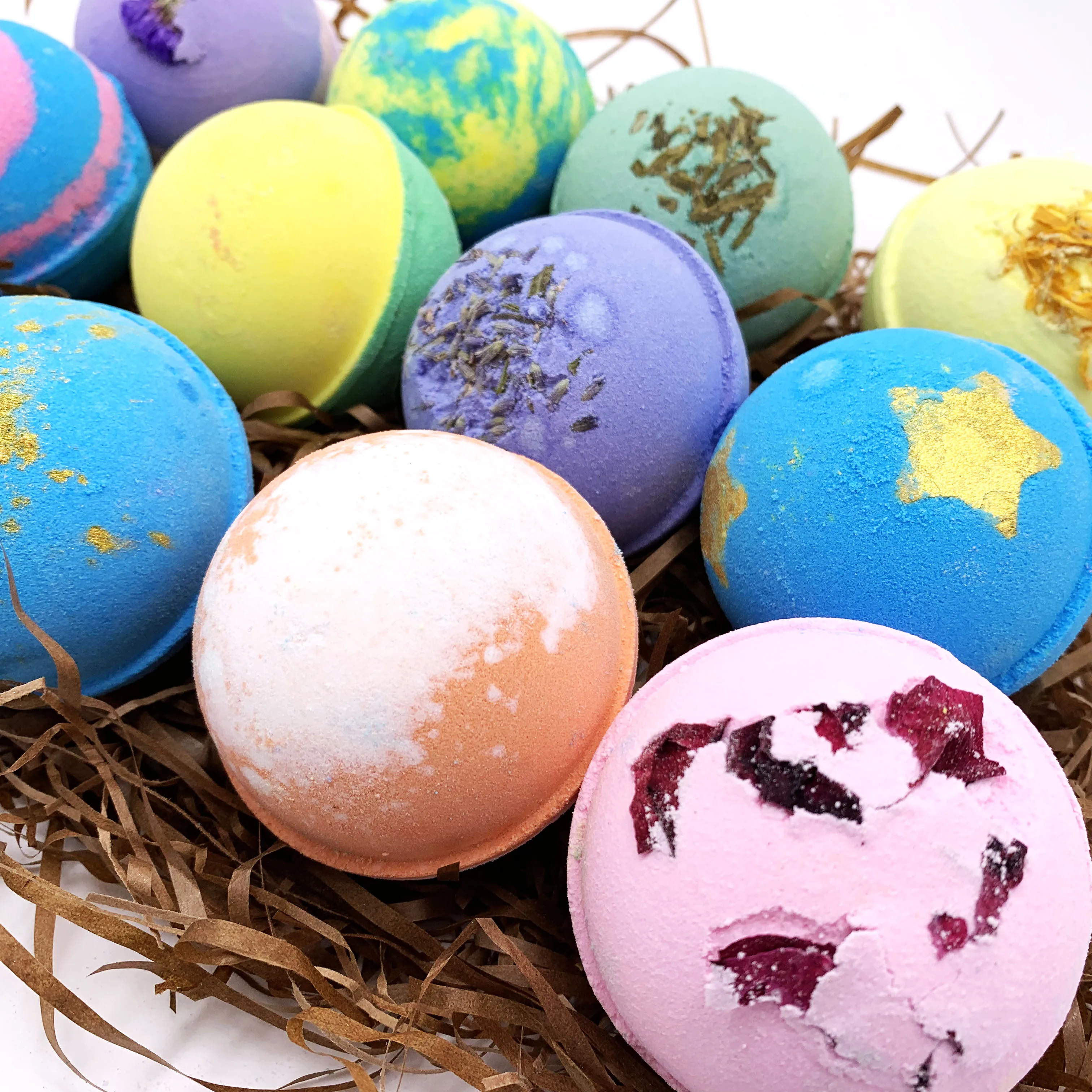 OEM Private Label Custom Fragrance Natural colorful bath bombs Fizzing body spa