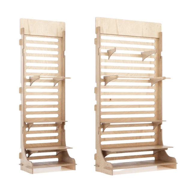 Shoes Display Stand Custom Logo Interlocking Shelving Wooden Wall Display Rack for Shoes