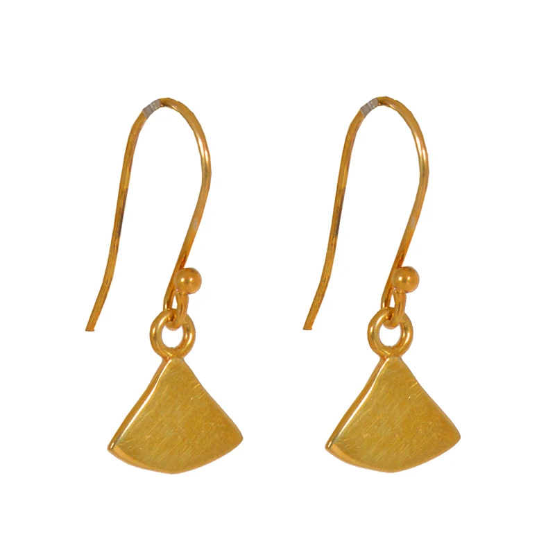 Plain Silver Gold Plated 925 Sterling Silver Jewelry Triangle Shape Drop Minimal Earrings