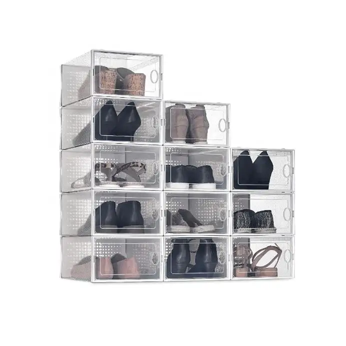 Высококачественная Бытовая пластиковая складная коробка для обуви с акриловым материалом на Alibaba