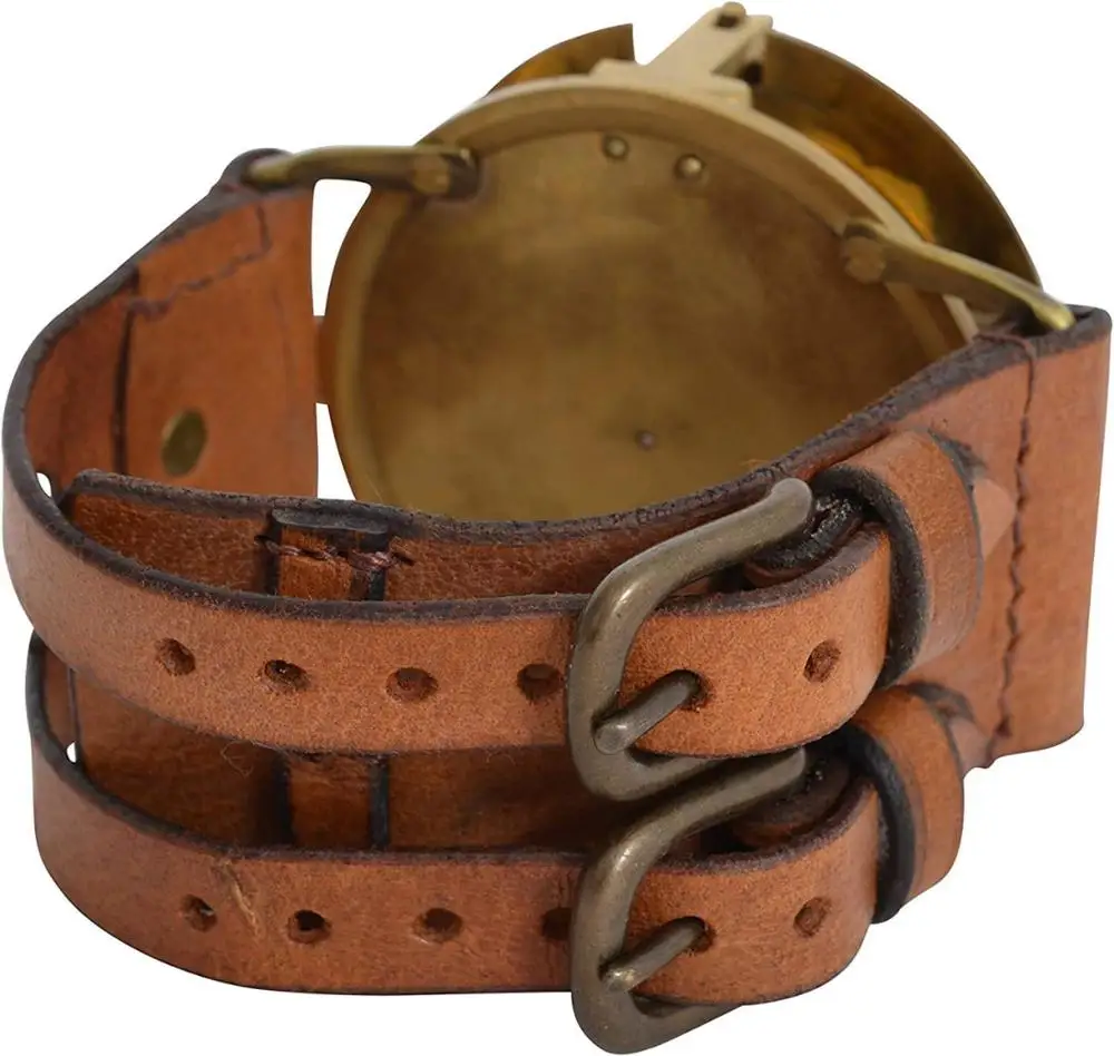 Magnetic Steampunk Sundial Compass Real Leather Wrist Watch Wrist Band Wrist Sundial Compass Steampunk Watch