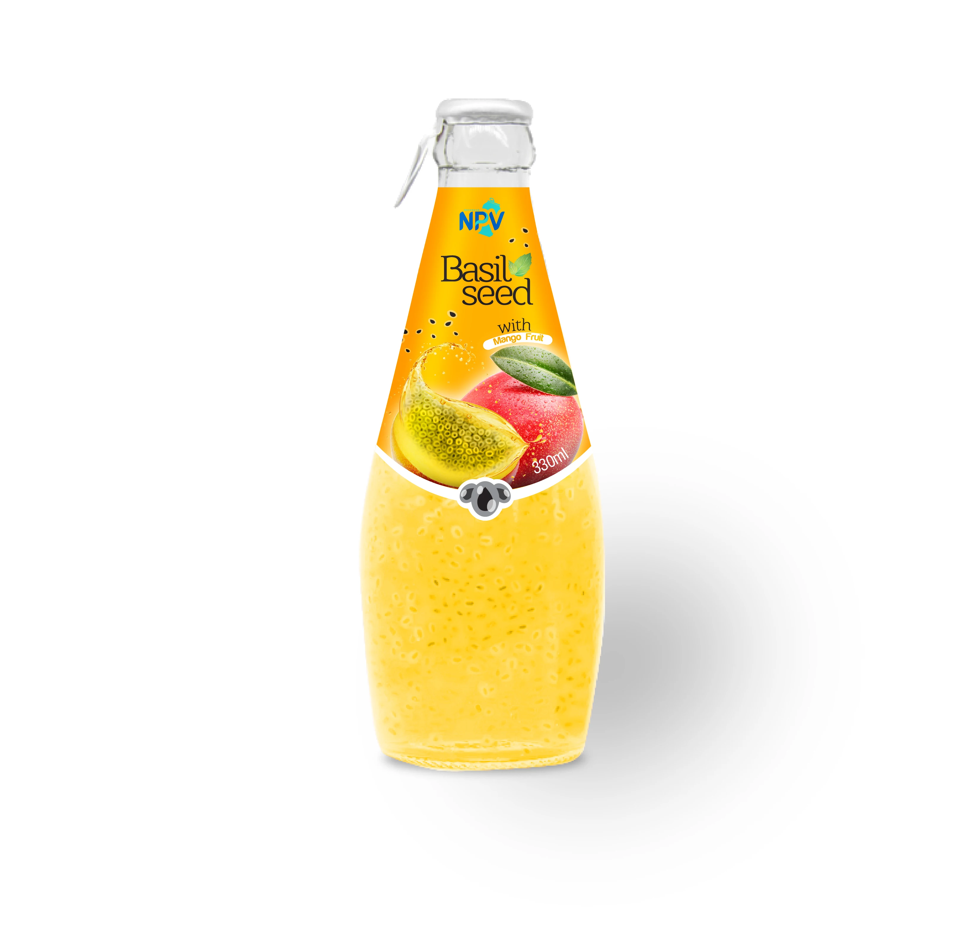 OEM  290 ml bottle  Oranges Flavor Basil Seed Drink Vietnamese  Beverage Company Free Sample Free Design