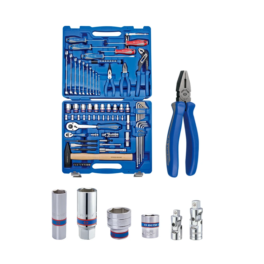 KING TONY High Quality 81 PCS 1/2+1/4 Inch Socket Hand Tool Set Tool Kits Household 7581MR