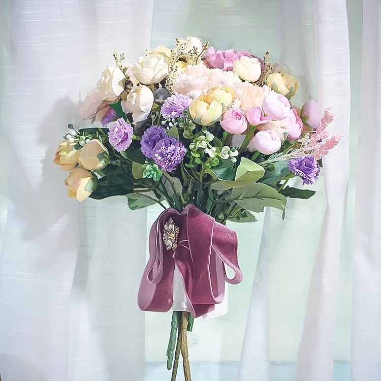 Wedding Bouquet Handmade Artificial Flower Rose Buque Bridal Bouquet For Wedding Decoration