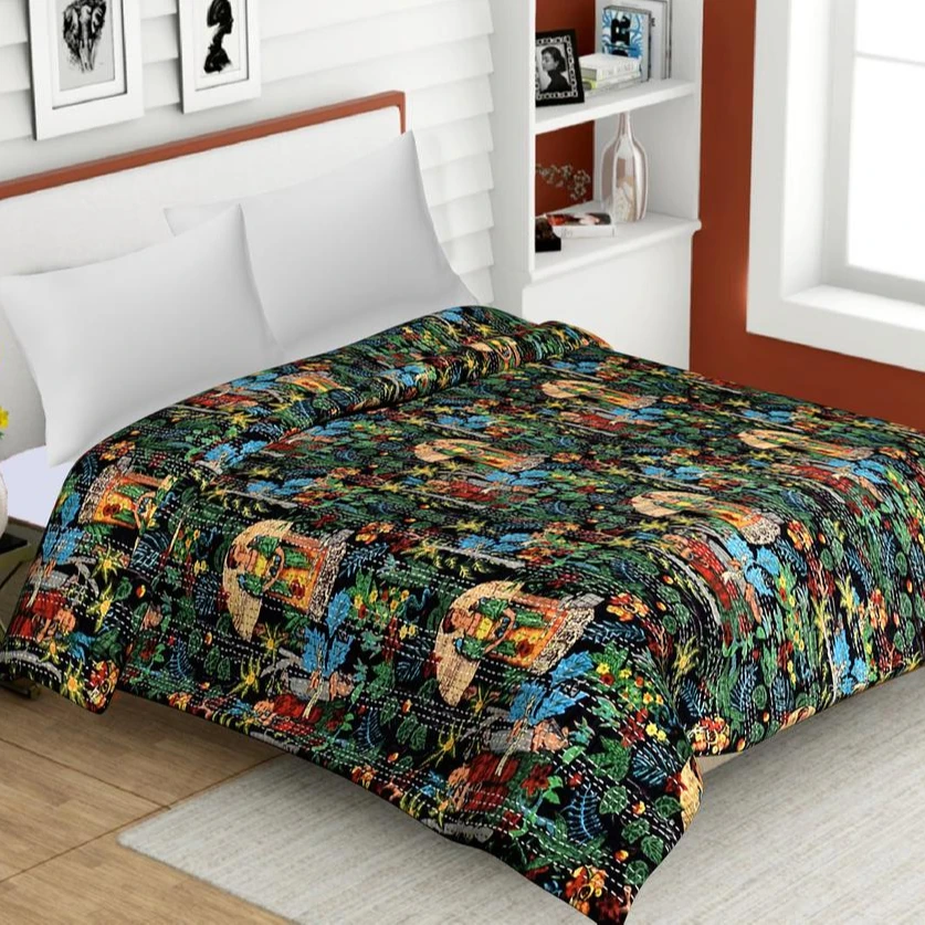 Индийское хлопковое постельное белье с принтом Frida Kahlo Королевский размер Kantha стеганое одеяло этническое Gudri
