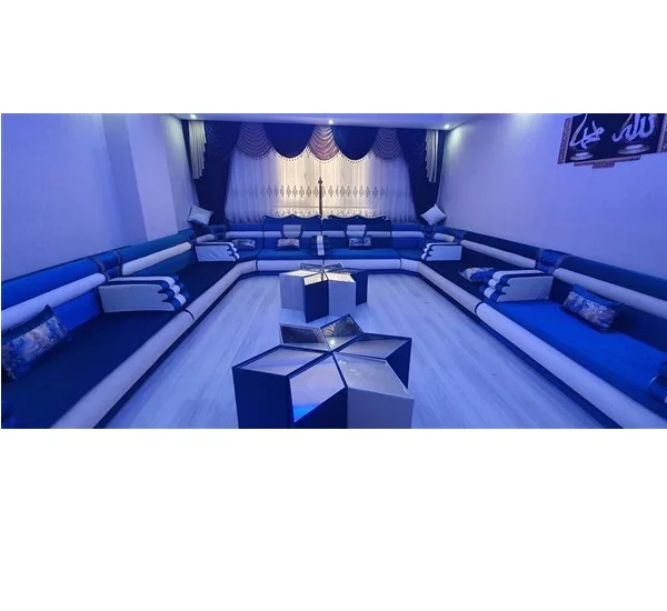 Ottoman Style Sofa Arabic Majlis Oriental Floor Seating | Sitting Height 40cm  |  Sofa + Wool Carpet + Curtain + Table Set FULL