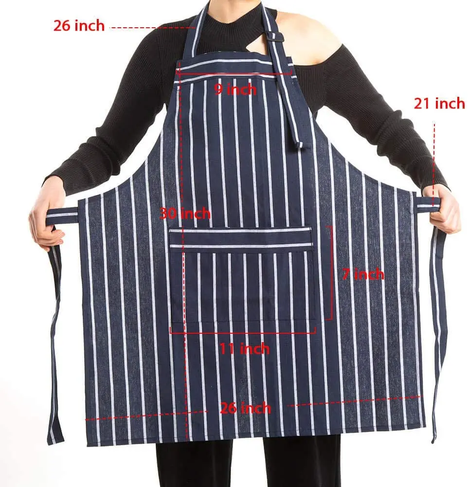 MDM Textile Unisex Comfortable Cross Back Leather Strap Washed Cotton Canvas Tool Work Kitchen Cooking Baking Chef Apron