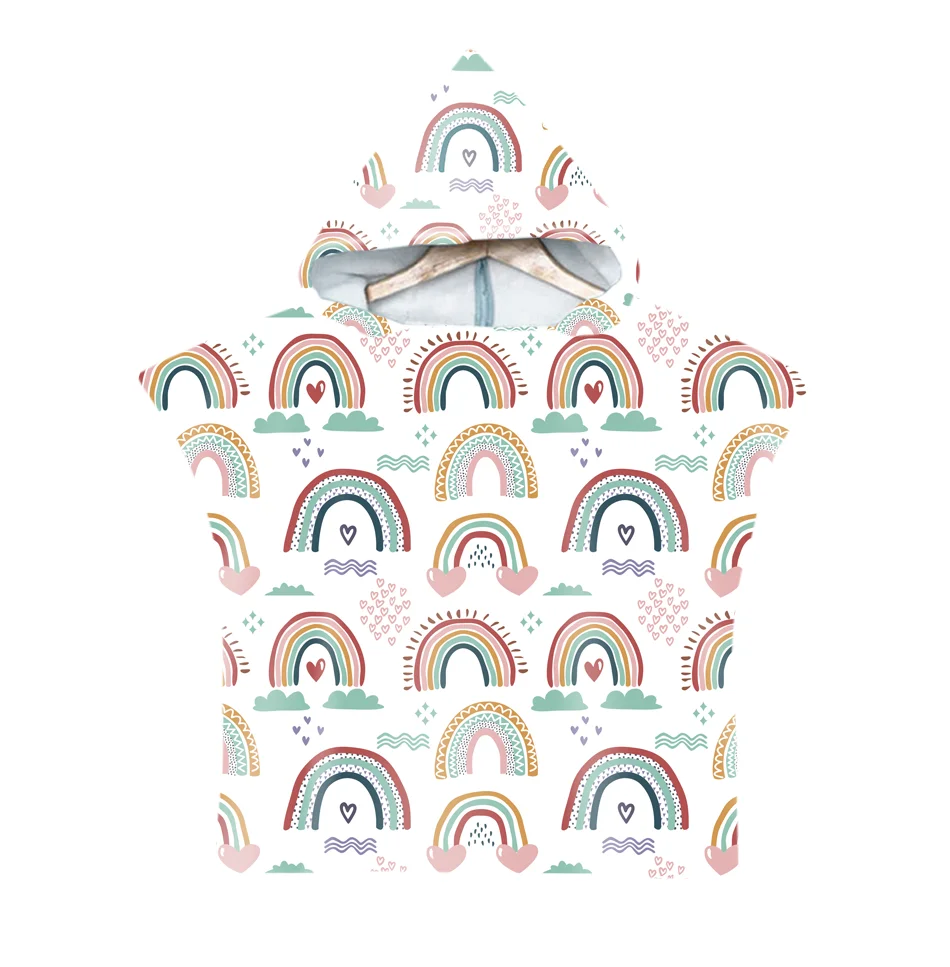 Пончо с капюшоном на заказ Пляжное банное полотенце быстросохнущее детское из микрофибры