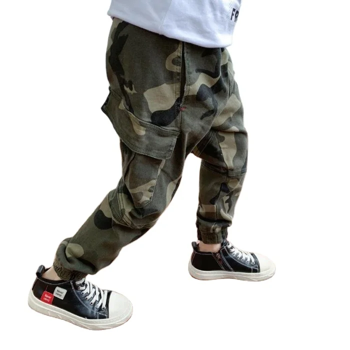 Custom Camouflaged Sportswear Boy Trousers Kids Pants Quick Dry Cargo Pants Mid Weight Comfort Wholesale Trousers Breathable