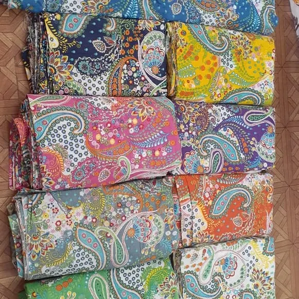 Wholesale Indian Handmade Cotton Fabric Jaipur Sanganeri Hand Block Printed Fabric Raw Material Dress Fabric