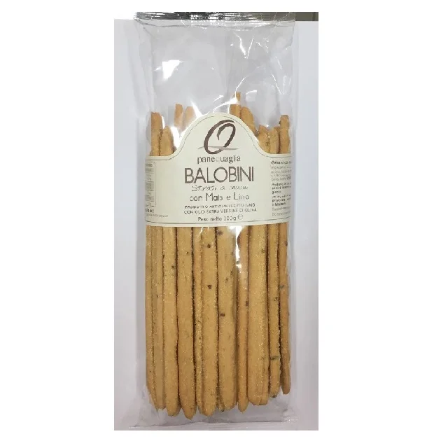 
Top Quality 200GR. Italian Traditional Organic Breadsticks with Corn and Flaxseed - Balobini - Pane Quaglia 