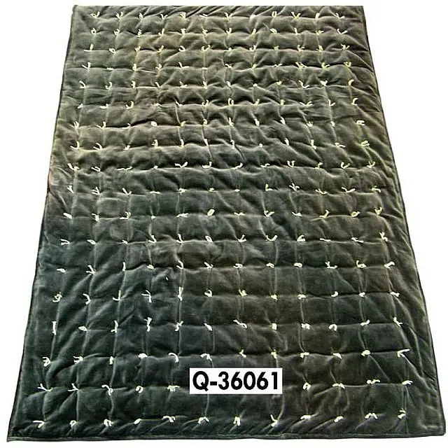 Tuck Dark Green Duvet Coverlet Cotton Velvet Bedspread Handmade Quilt Bedding Set Direct From India Manufacturer Factory