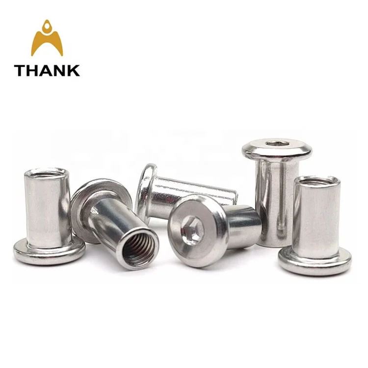 Stainless steel 304 flat head hex socket furniture connector sleeve barrel nut M3 M4 M6 M8 M10