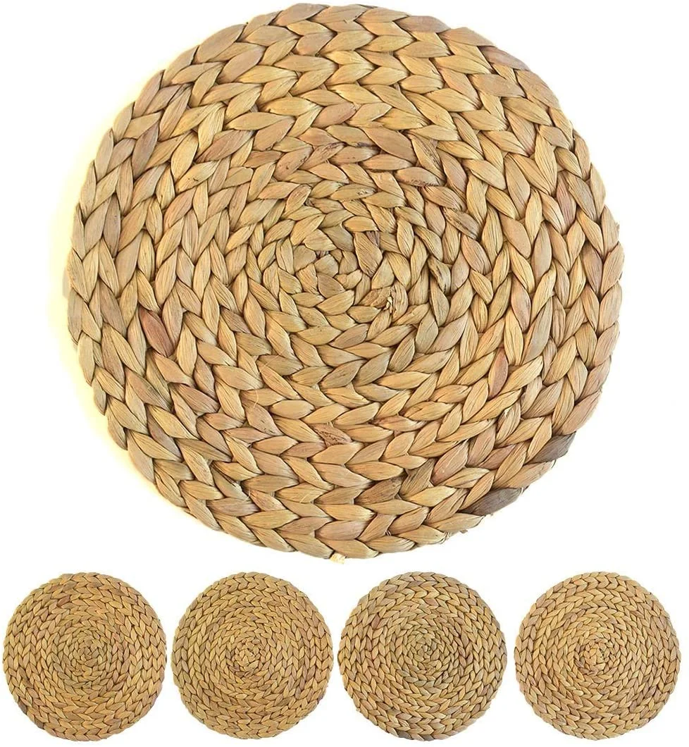 Rattan Placemats Circle Woven Placemats Water Hyacinth Straw Braided Table Placemat Made in Vietnam