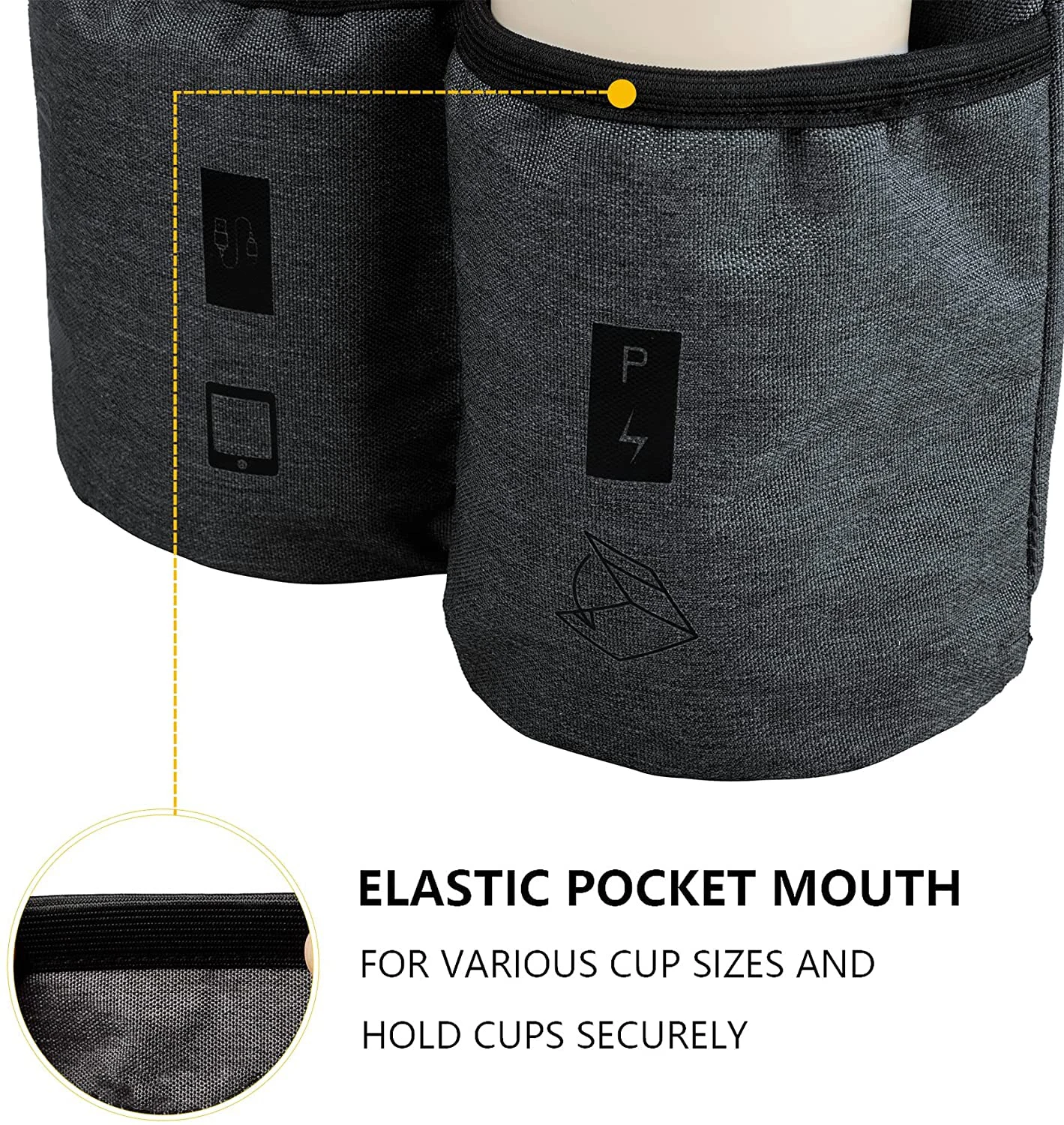 Ederbou Luggage Travel Cup Holder Free Hand Drink Caddy - Hold Two Coffee Mugs - Fits Roll on Suitcase Handles