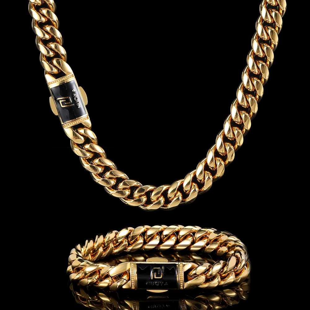 Позолоченное ожерелье ювелирные изделия из золота 18 карат пользовательская мужсая цепи ожерелье кубинская цепь из нержавеющей стали для мужчин