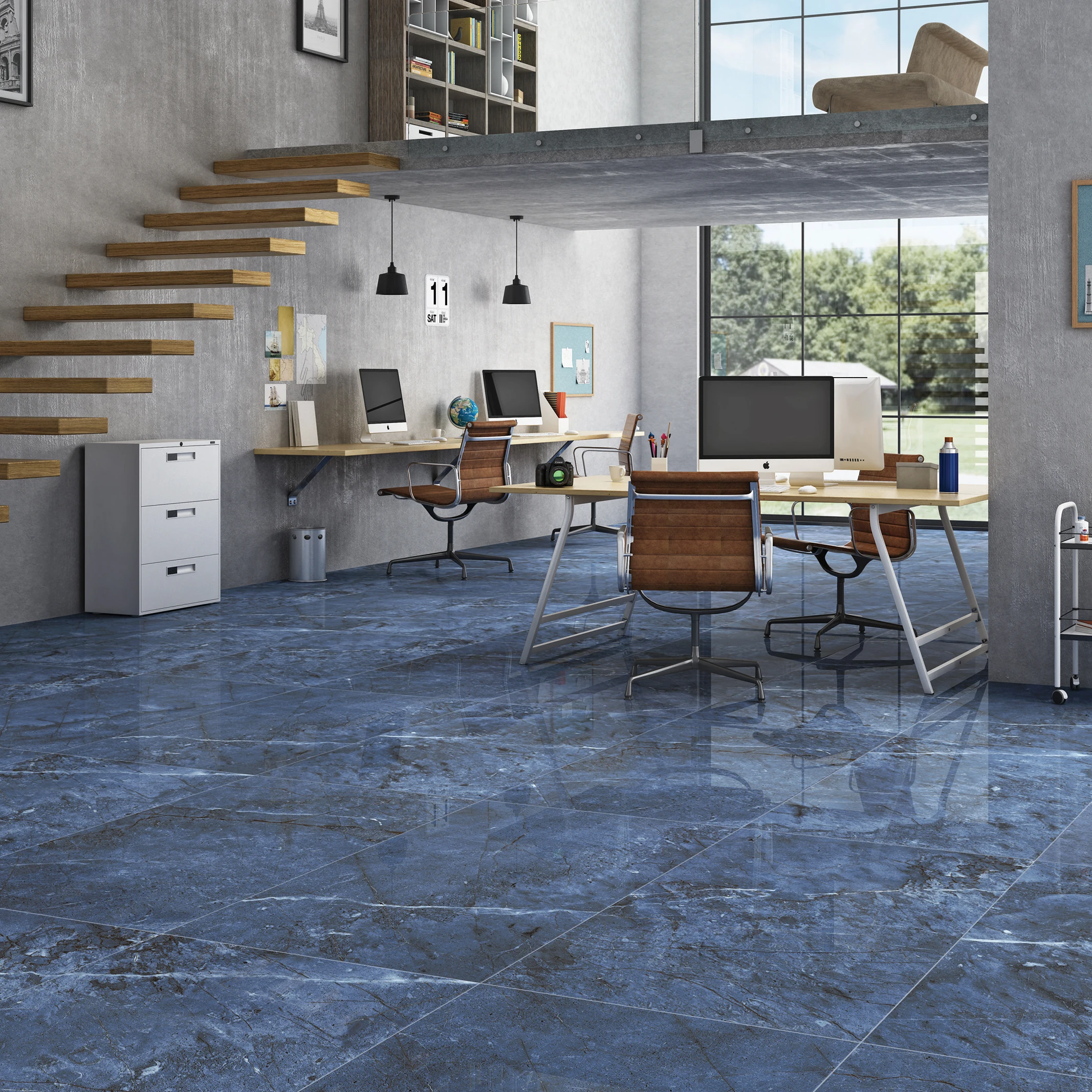 luxuries blue marble polished porcelain floor and wall tiles stone look ceramic super glossy tiles 60x120 cheapest price