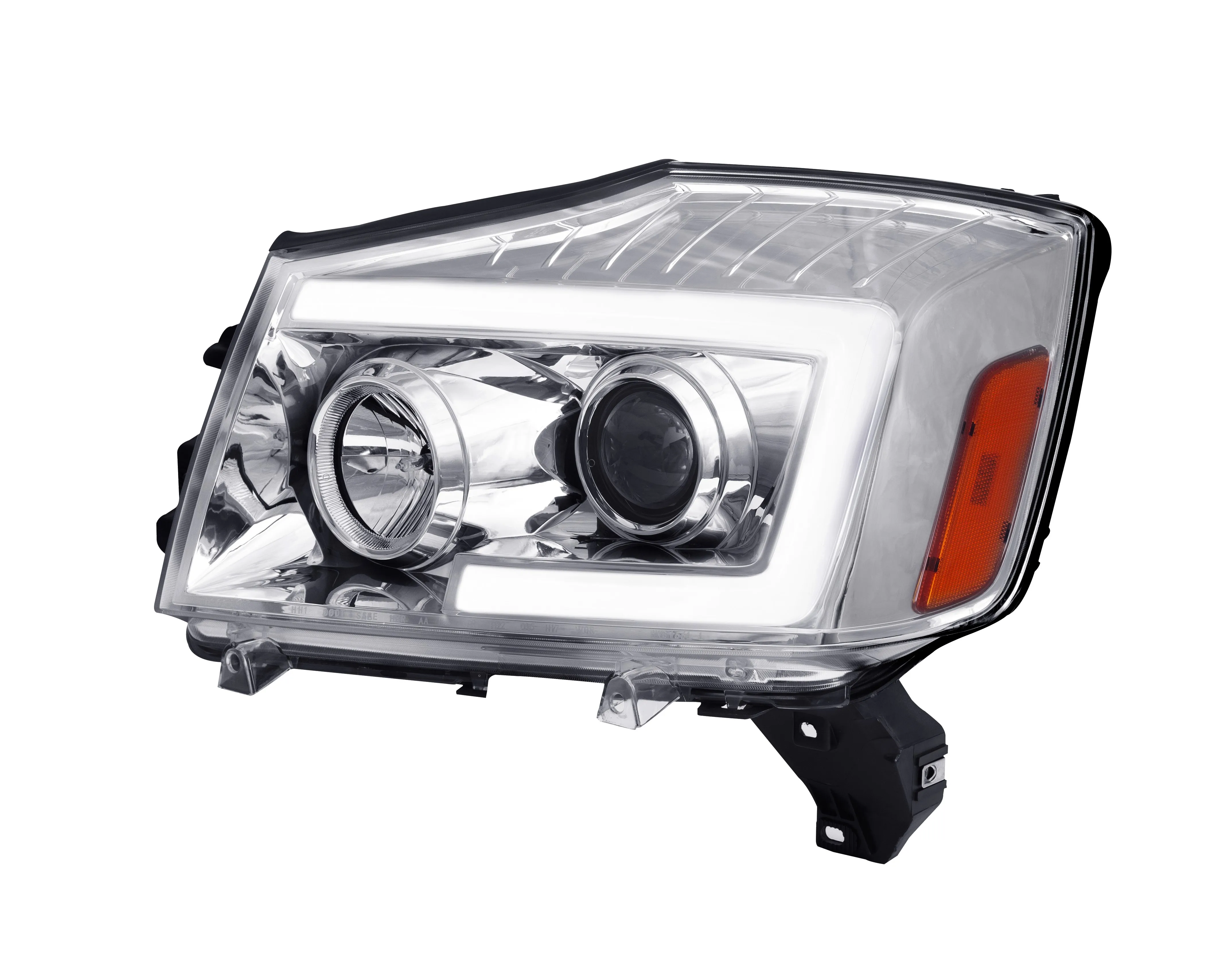 04-15 for Nissan Titan/04-07 Armada LED C-Bar Projector Headlights w/ Switchback Sequential Turn Signals (Chrome Housin/clear)