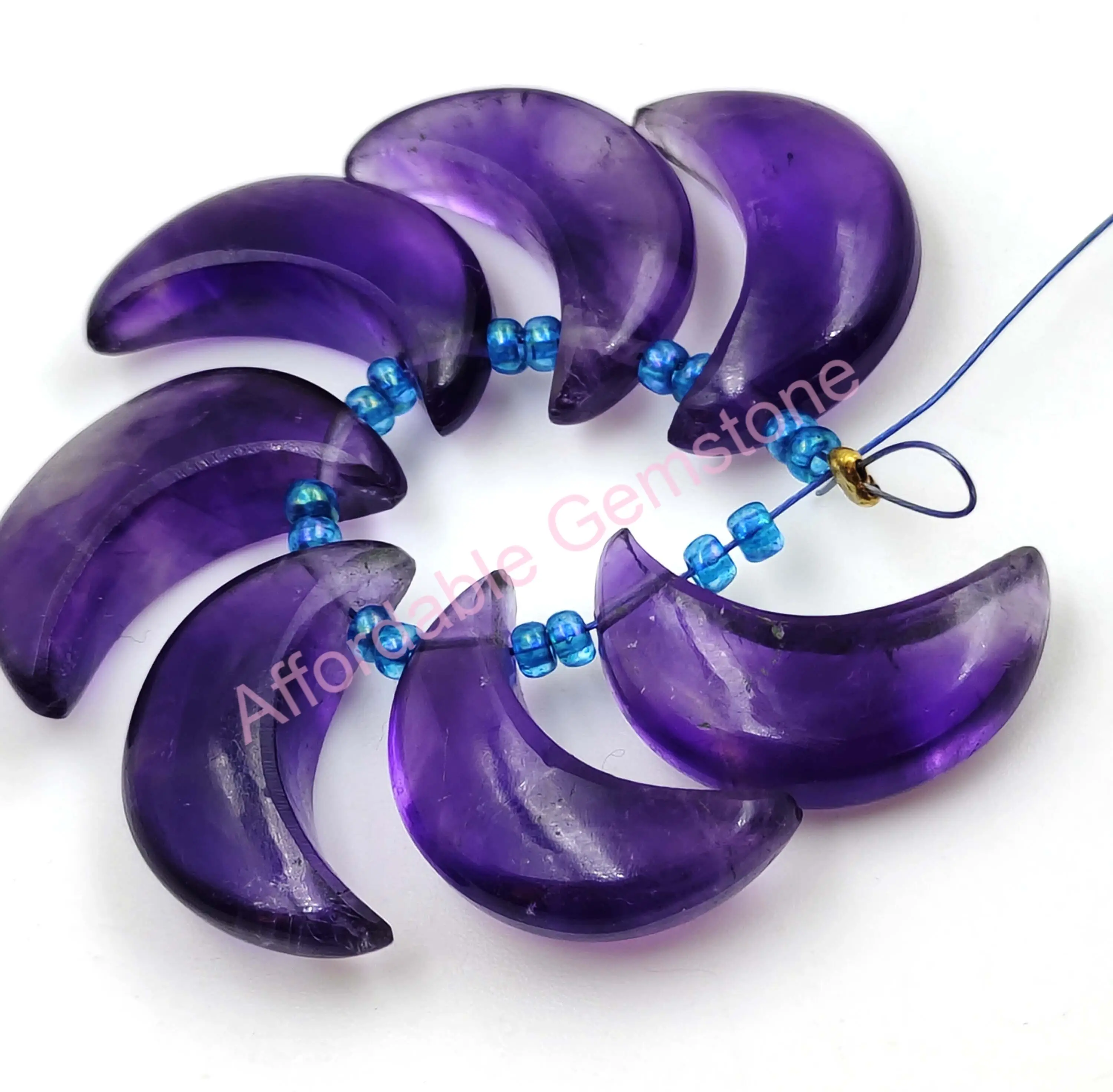 Натуральный Аметист кабошон драгоценный камень сверху бусины и драгоценные камни в форме Луны ювелирные изделия оптовая продажа из натурального камня