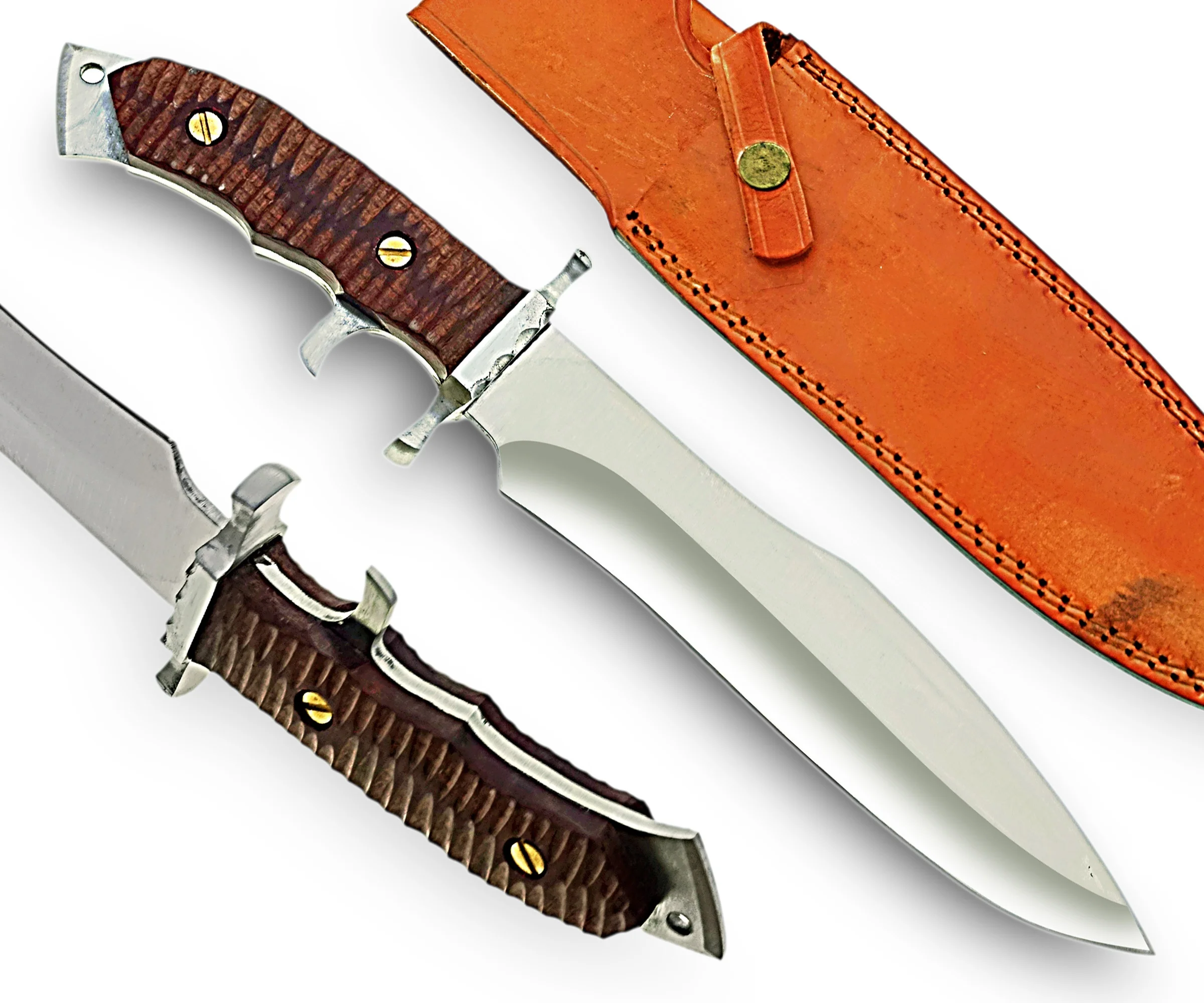 Handmade Damascus Steel Hunting Knife Skinner Knife Every Day Carry Fixed Blade Knife With Leather Sheath